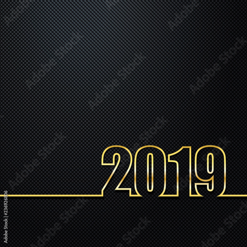 2019 Black Background New Year or Christmas  creative greeting card design Golden numbers
