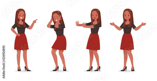 Business Woman showing different gestures character vector design. no10 photo