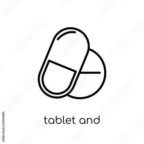 Tablet and capsule medications icon. Trendy modern flat linear v