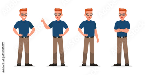 Businessman showing different gestures character vector design.