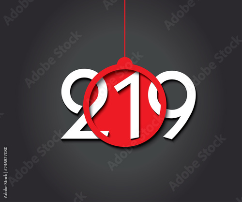 2019 creative greeting card or calendar design. Illustration. Happy New Year or Christmas. Dark Background