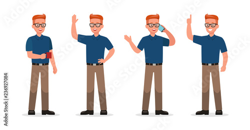 Businessman showing different gestures character vector design. no2