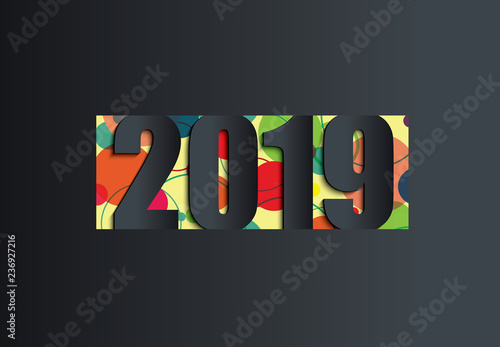 2019 Happy New Year or Christmas background creative design for your greetings card, flyers, invitation, posters, brochure, banners, calendar