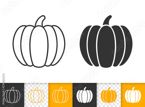 Pumpkin thanksgiving simple black line vector icon