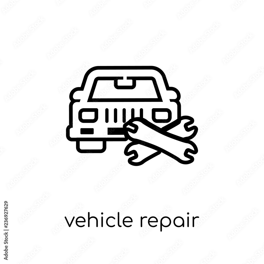 Vehicle repair icon. Trendy modern flat linear vector Vehicle repair icon on white background from thin line Insurance collection