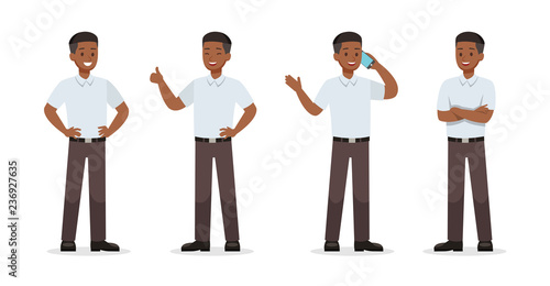 Businessman showing different gestures character vector design. no10