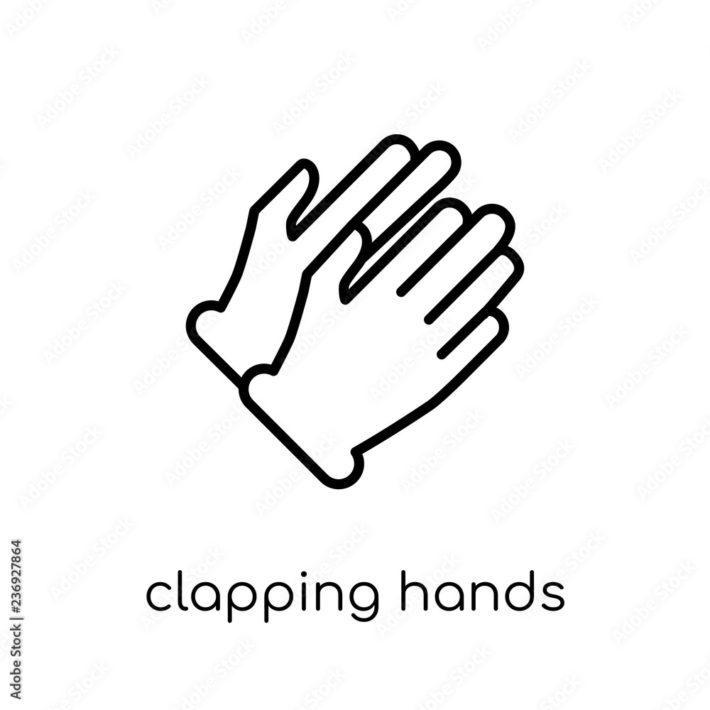Clapping Hands icon. Trendy modern flat linear vector Clapping Hands icon on white background from thin line Hands and guestures collection Clapping Hands icon. Trendy modern flat linear vector Clapping Hands icon on white background from thin line Hands and guestures collection