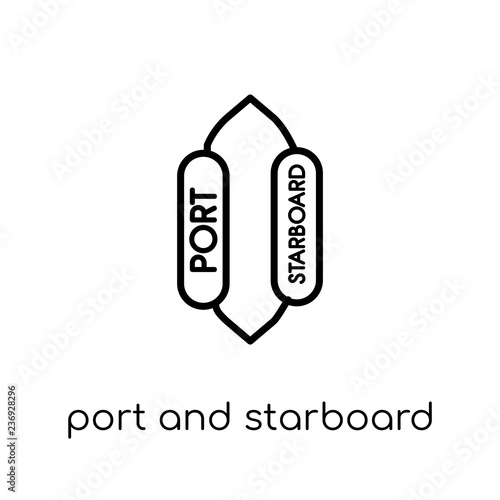 port and starboard icon. Trendy modern flat linear vector port and starboard icon on white background from thin line Nautical collection