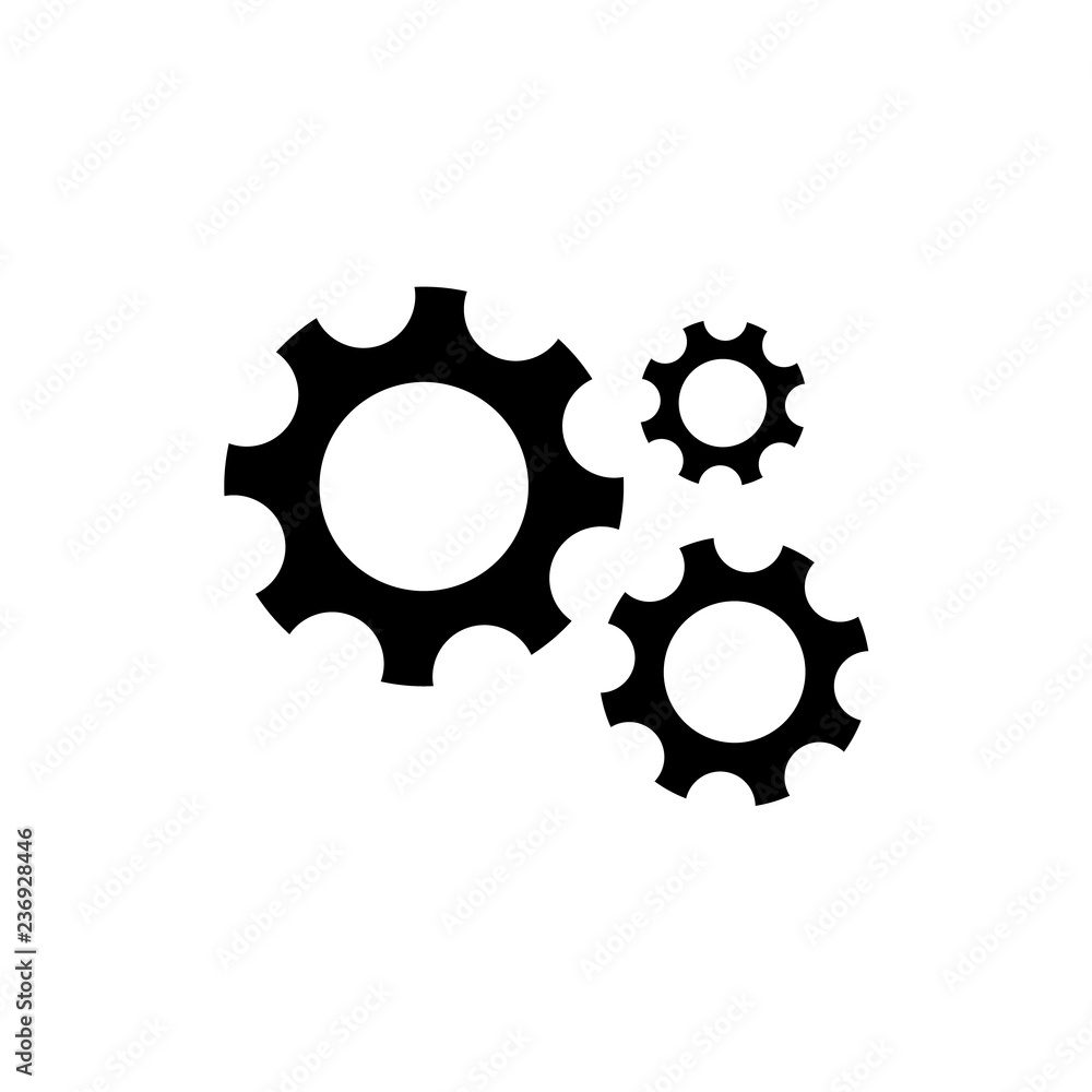 Gear icon, logo on white background Gear icon, logo on white background