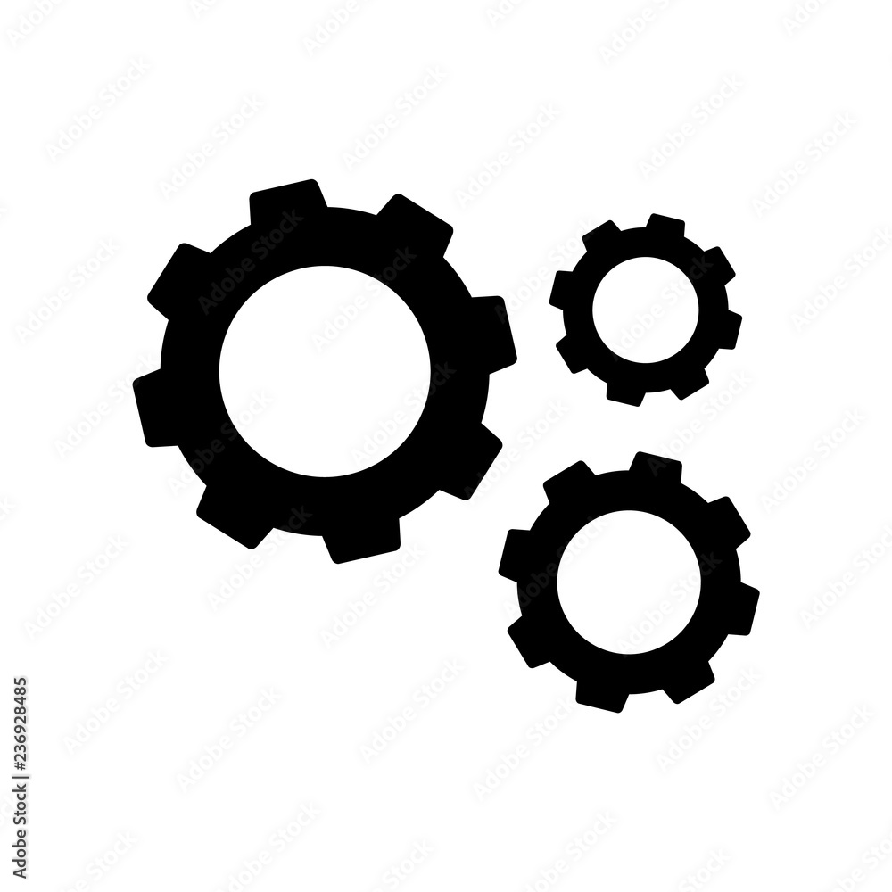 Gear icon, logo on white background Gear icon, logo on white background