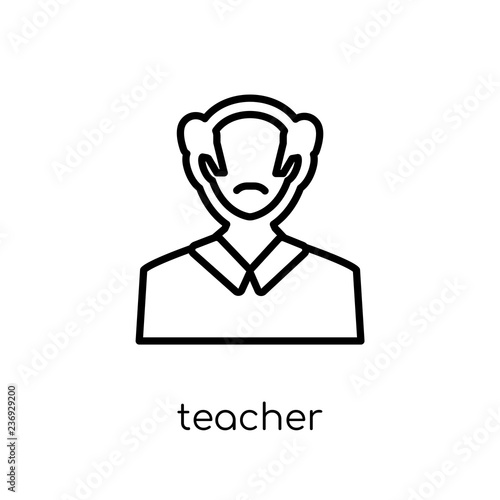 Teacher icon. Trendy modern flat linear vector Teacher icon on white background from thin line Professions collection