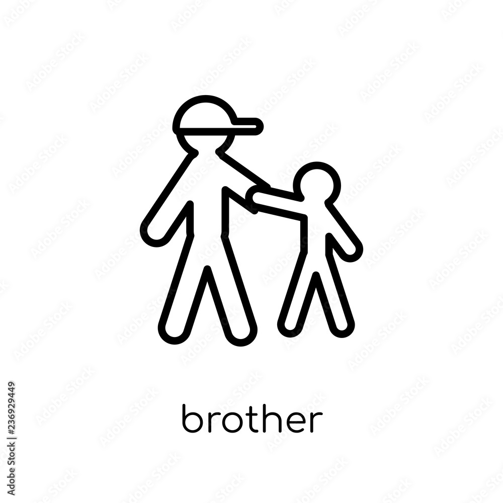 brother icon. Trendy modern flat linear vector brother icon on white  background from thin line family relations collection Stock Vector | Adobe  Stock