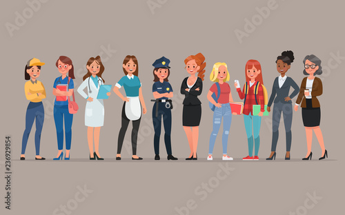women different profession character vector design