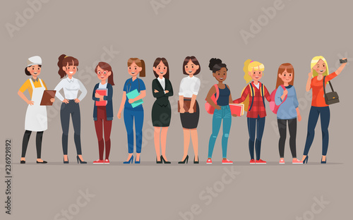 women different profession character vector design no2