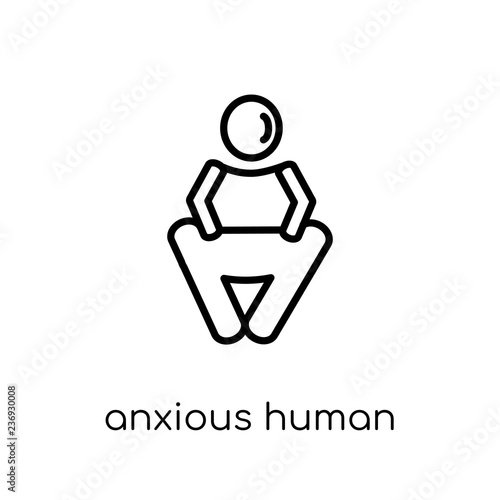 anxious human icon. Trendy modern flat linear vector anxious human icon on white background from thin line Feelings collection