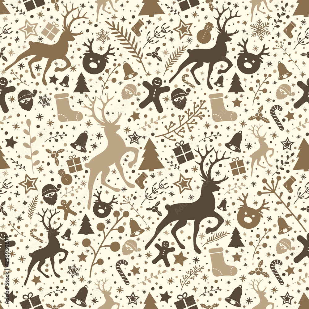 Fototapeta premium Design of Christmas background with ornaments. Vector.