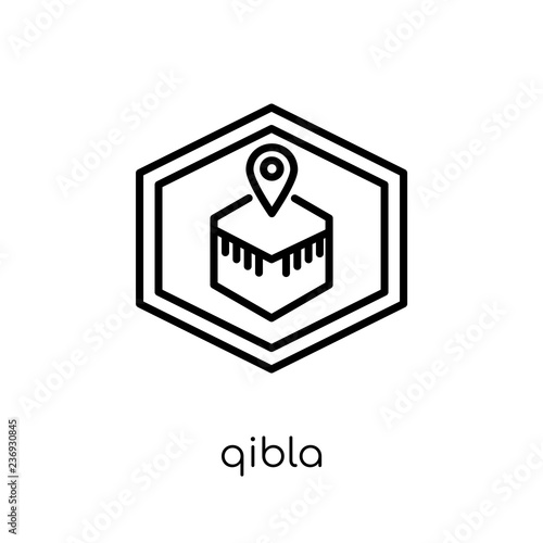 Qibla icon. Trendy modern flat linear vector Qibla icon on white background from thin line Religion collection