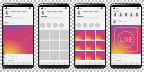 Modern smart phone with photo sharing mockup