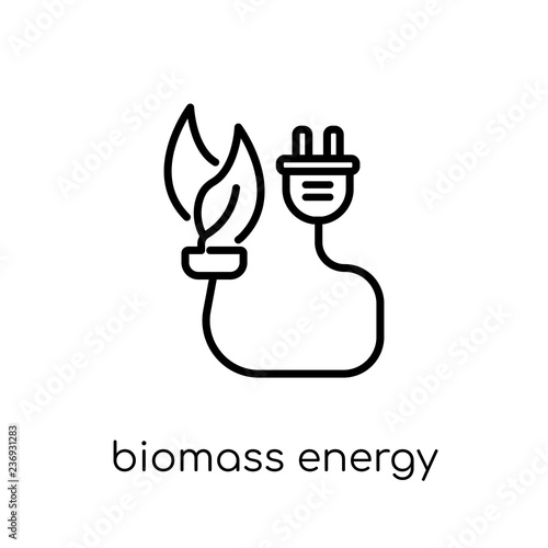 biomass energy icon. Trendy modern flat linear vector biomass energy icon on white background from thin line general collection