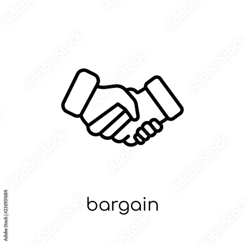Bargain icon. Trendy modern flat linear vector Bargain icon on white background from thin line law and justice collection
