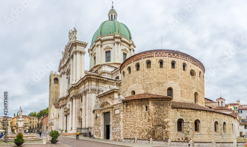View at the Two cathedrals of Brescia: the Old (at right) and the New (at left) - Italy photo