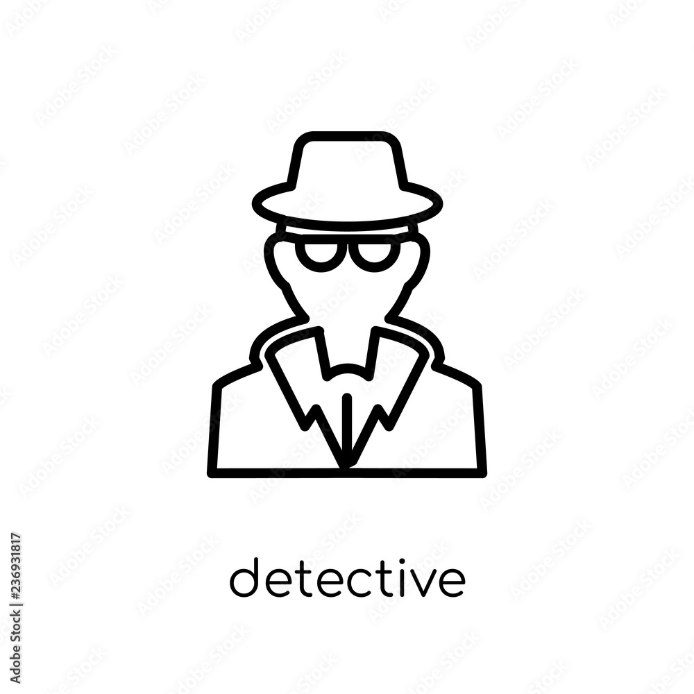 Detective icon. Trendy modern flat linear vector Detective icon on white background from thin line Professions collection