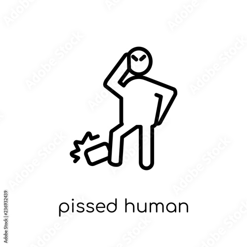pissed human icon. Trendy modern flat linear vector pissed human icon on white background from thin line Feelings collection