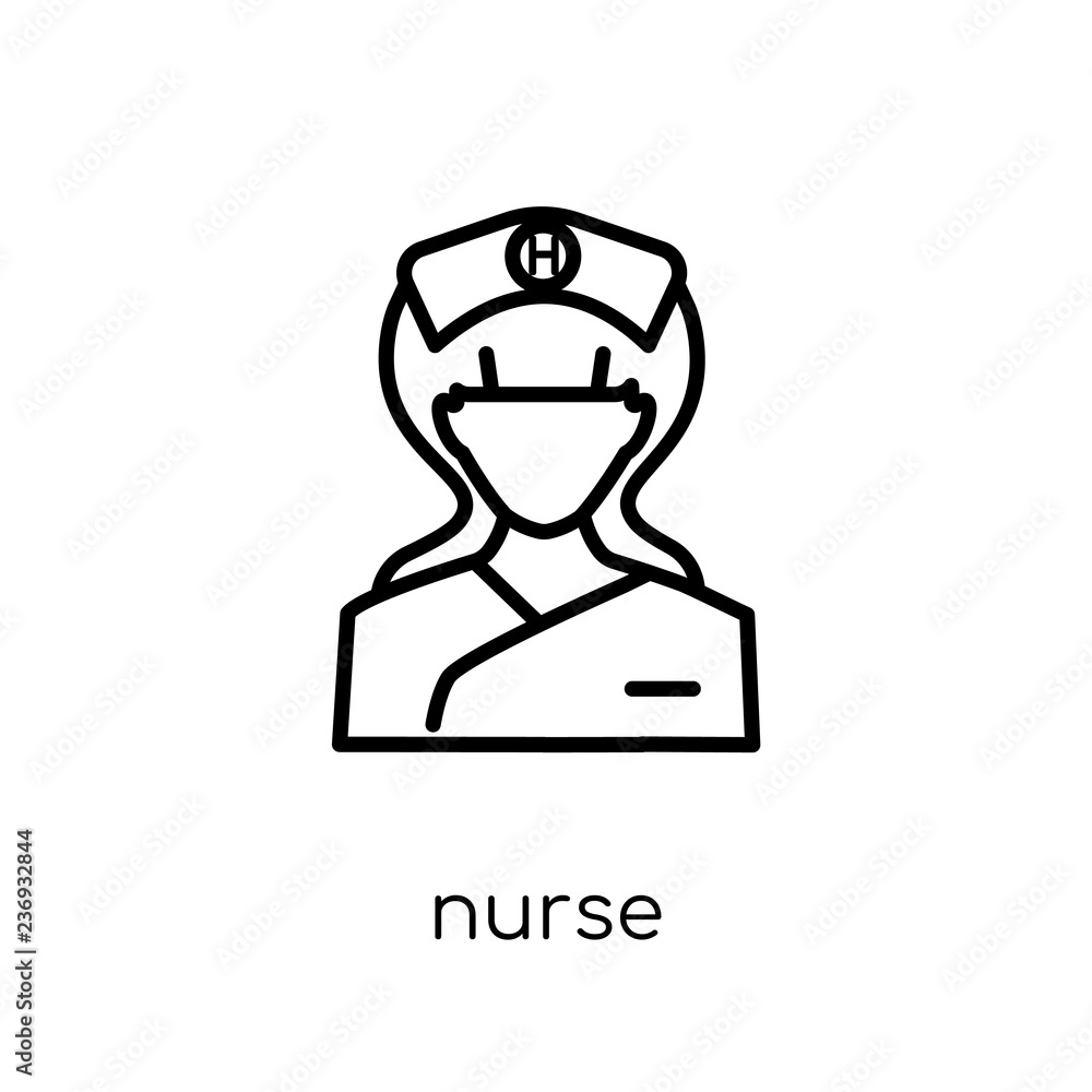 Nurse icon. Trendy modern flat linear vector Nurse icon on white background from thin line Professions collection