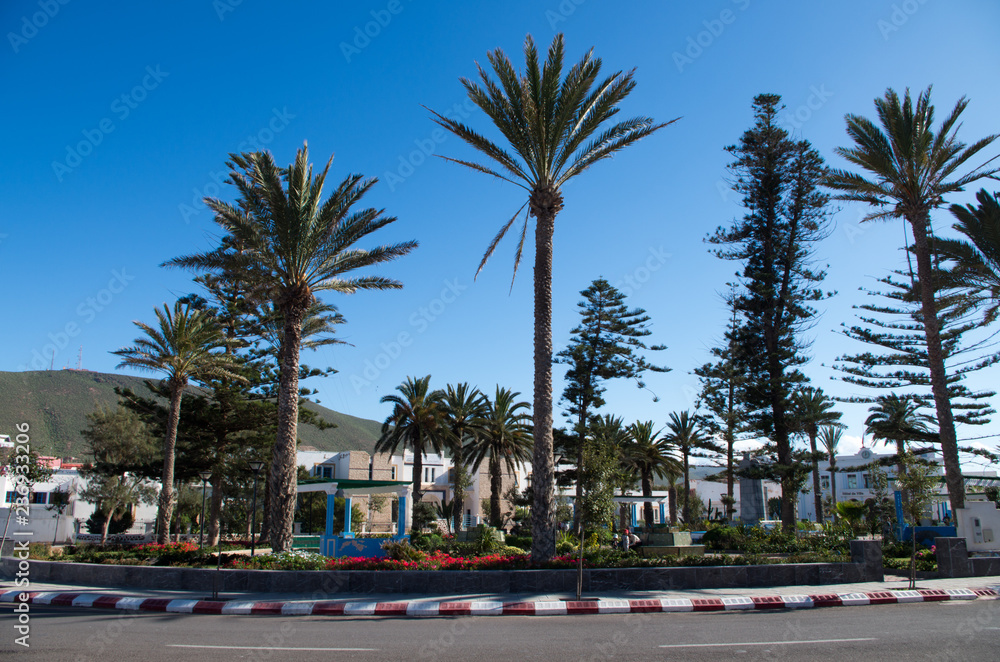 Beautiful roundabout in the center of Sidi Ifni, Morocco.