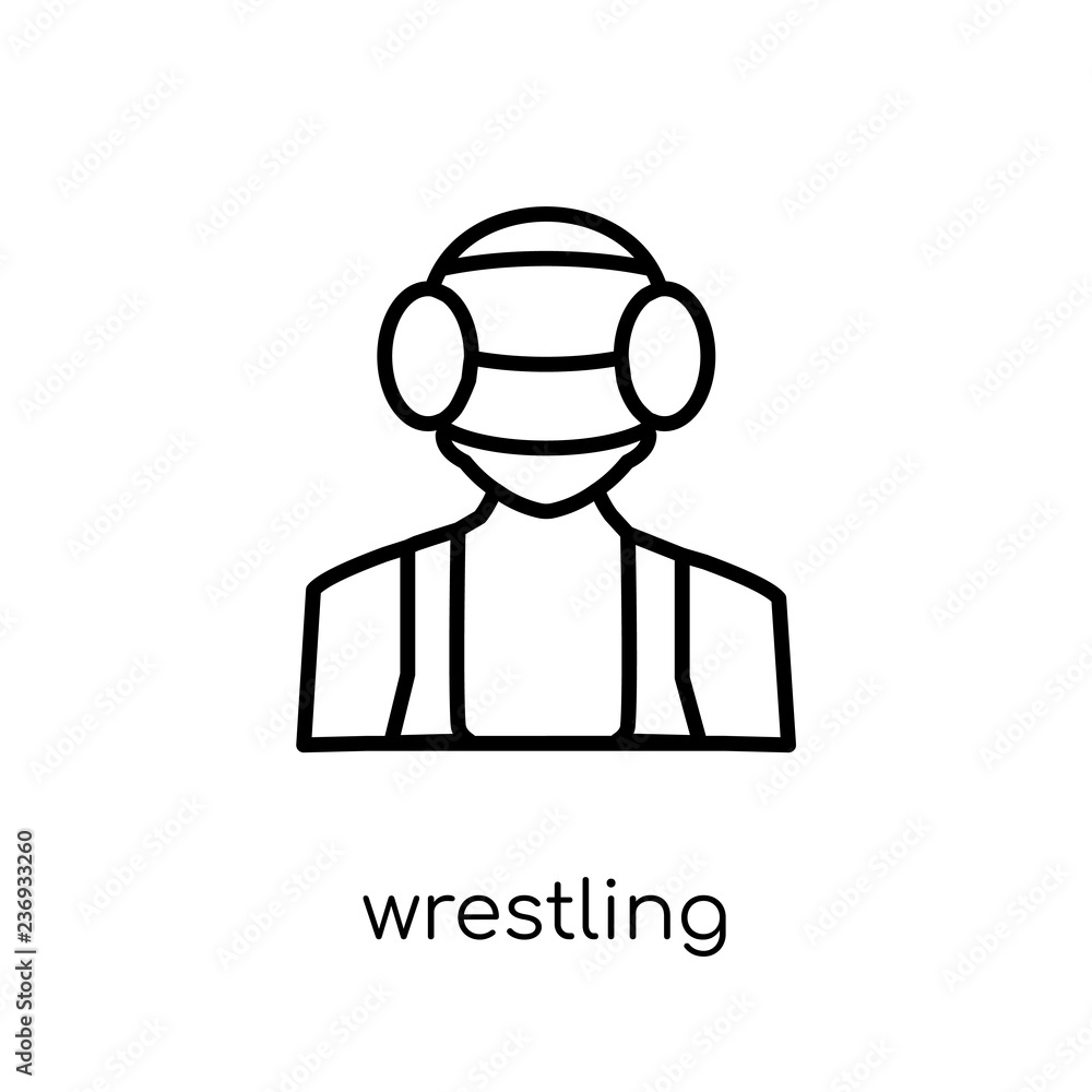 Wrestling icon. Trendy modern flat linear vector Wrestling icon on white background from thin line Professions collection