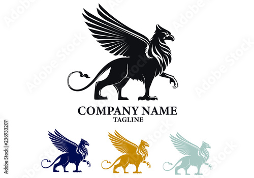 Griffin Mythical Creature Emblem Vector Design Logo 