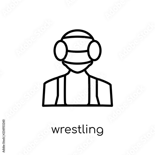 Wrestling icon. Trendy modern flat linear vector Wrestling icon on white background from thin line Professions collection