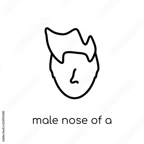 Male nose of a line icon. Trendy modern flat linear vector Male nose of a line icon on white background from thin line Human Body Parts collection