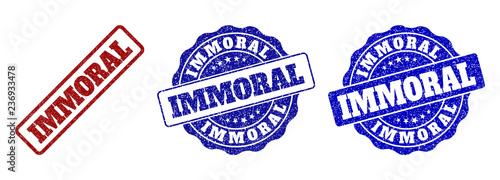 Photography IMMORAL grunge stamp seals in red and blue colors
