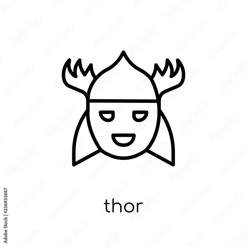 Thor icon. Trendy modern flat linear vector Thor icon on white background  from thin line Fairy Tale collection Stock Vector | Adobe Stock
