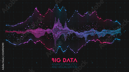 Violet abstract binary wave. 3D big data visualization. Intricate financial data threads analysis. Business analytics representation. Futuristic infographics aesthetic design. Finance concept