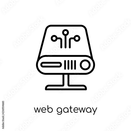 web gateway icon. Trendy modern flat linear vector web gateway icon on white background from thin line Internet Security and Networking collection