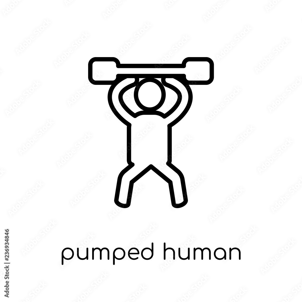 pumped human icon. Trendy modern flat linear vector pumped human icon on white background from thin line Feelings collection pumped human icon. Trendy modern flat linear vector pumped human icon on white background from thin line Feelings collection