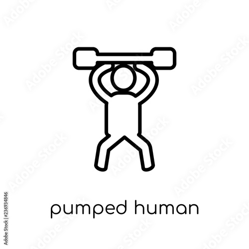 pumped human icon. Trendy modern flat linear vector pumped human icon on white background from thin line Feelings collection
