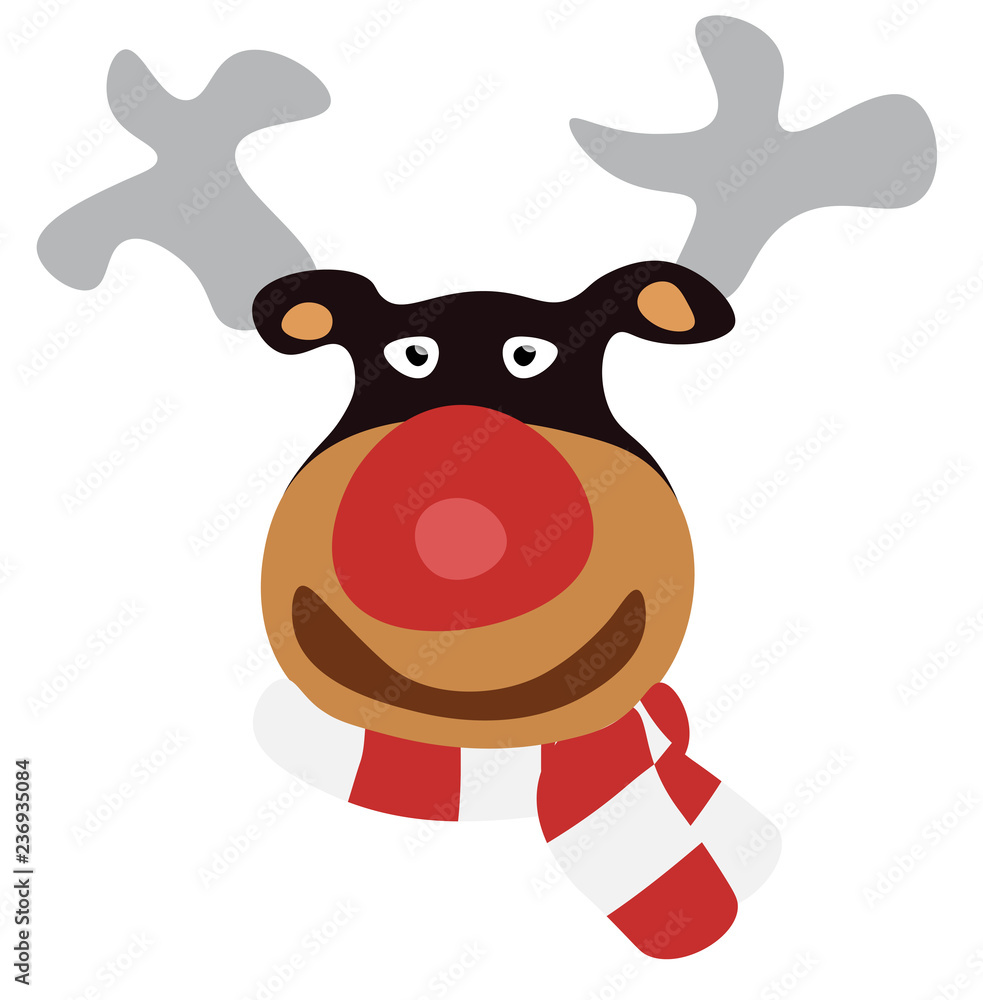 Fototapeta premium A cartoon flat deer head. Winter design