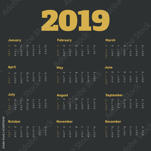 calendar 2019