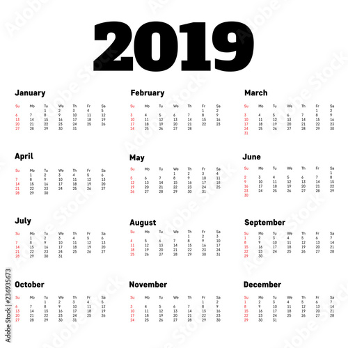calendar 2019