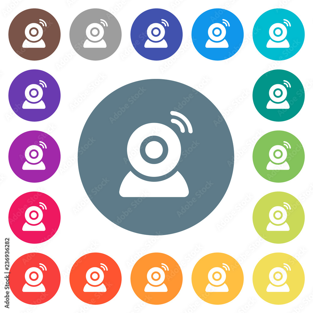 Wireless camera flat white icons on round color backgrounds Wireless camera flat white icons on round color backgrounds