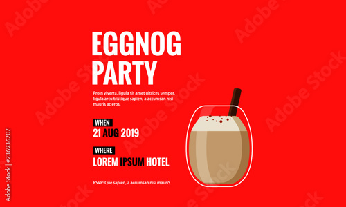 Eggnog Vector Illustration in Flat Style Design Invitation Design with Where and When Details