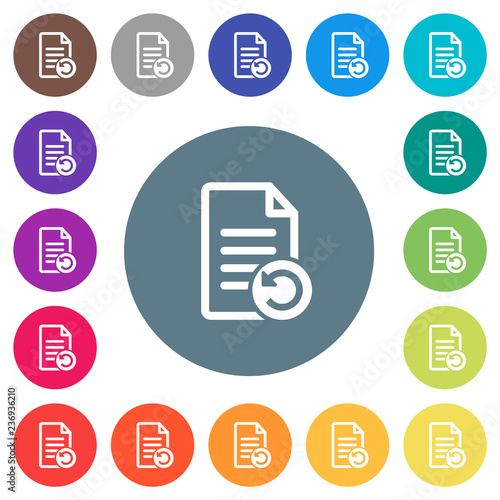 Undo document changes flat white icons on round color backgrounds