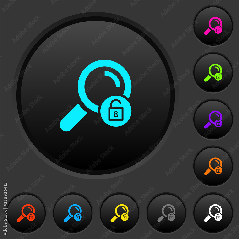 Unlock search dark push buttons with color icons Unlock search dark push buttons with color icons
