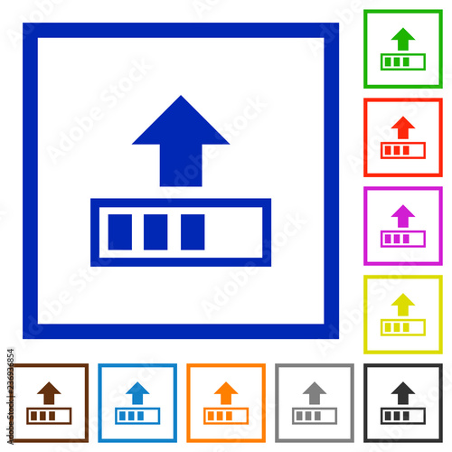 Upload in progress flat framed icons