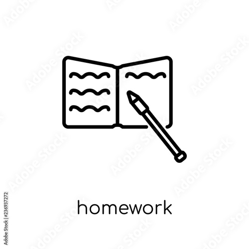 Homework icon. Trendy modern flat linear vector Homework icon on white background from thin line E-learning and education collection