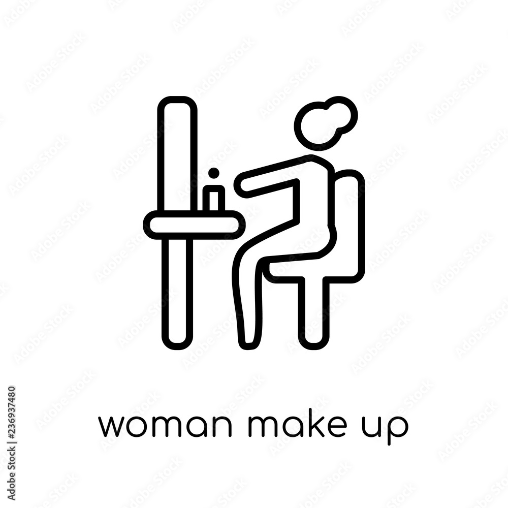 Woman Make Up icon. Trendy modern flat linear vector Woman Make Up icon on white background from thin line Ladies collection Woman Make Up icon. Trendy modern flat linear vector Woman Make Up icon on white background from thin line Ladies collection