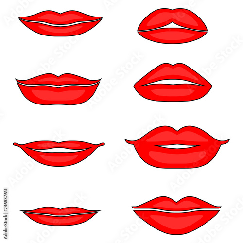 Illustration of set of female lips
